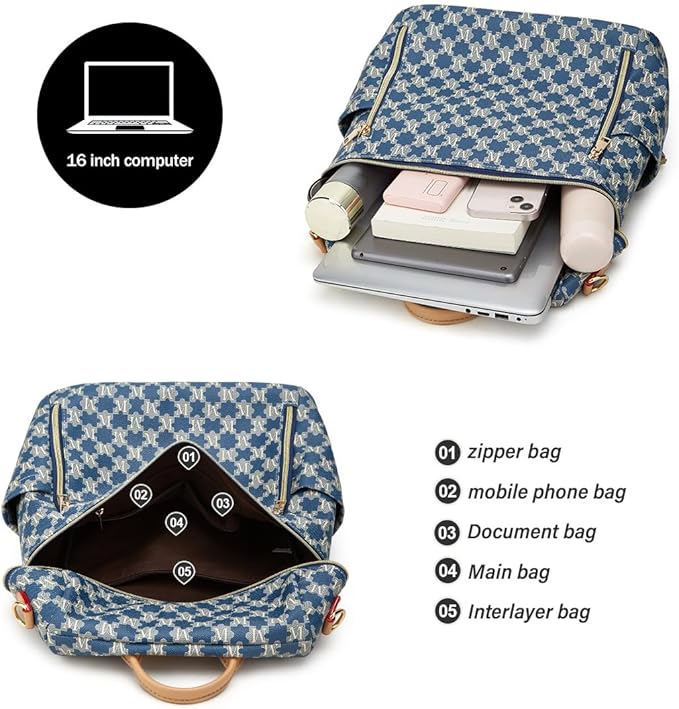 Makes Backpack Purse for Women PU Leather Travel Satchel Handbag Convertible Design Bag with Purse 2 Piece