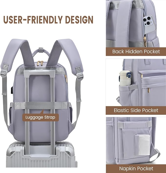 LOVEVOOK Laptop Backpack for Women 15.6 Inch Laptop Bag with USB Port, Fashion Waterproof Backpacks Teacher Nurse Stylish Travel Bags Vintage Daypacks for College Work