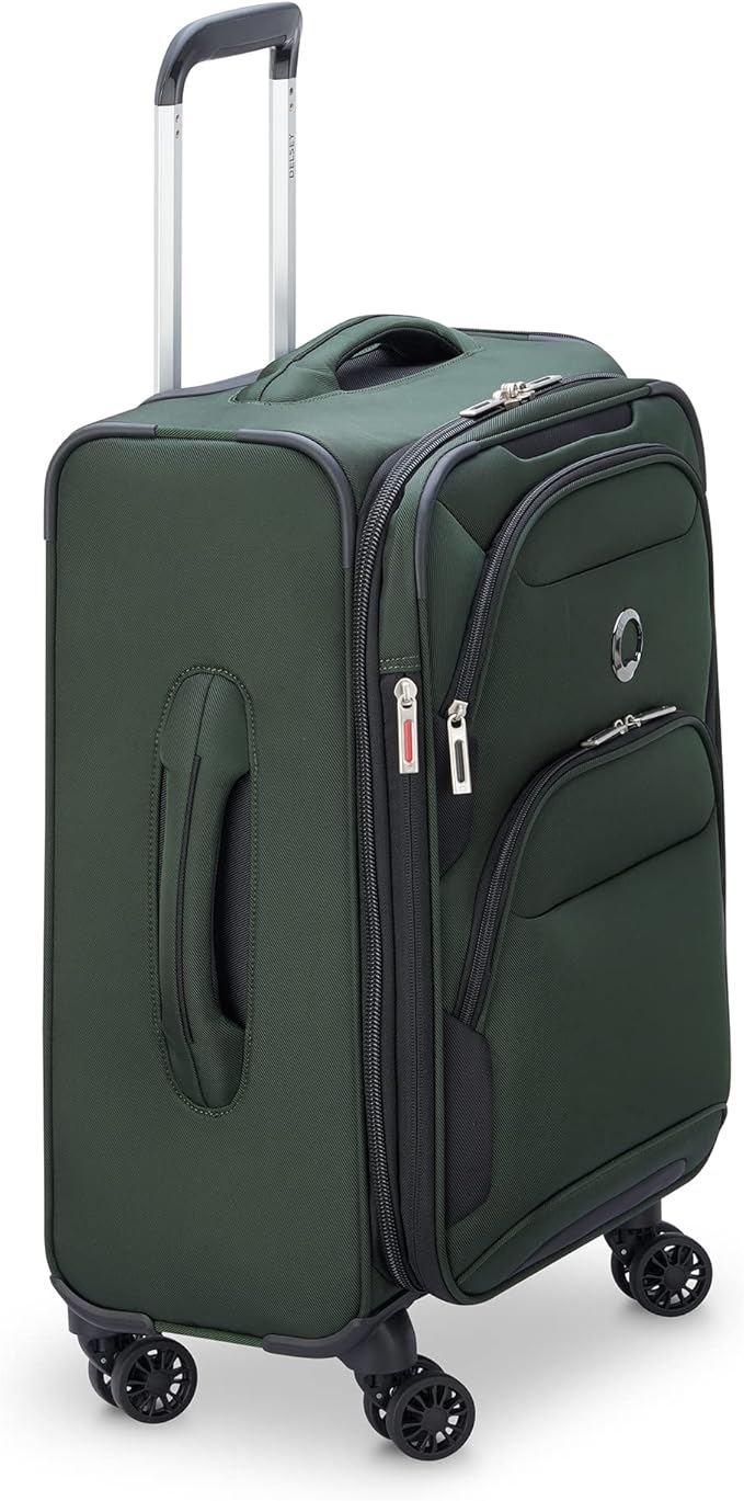 DELSEY PARIS Sky Max 2.0 Softside Expandable Luggage with Spinner Wheels, Green, 2-Piece Set (21/24)