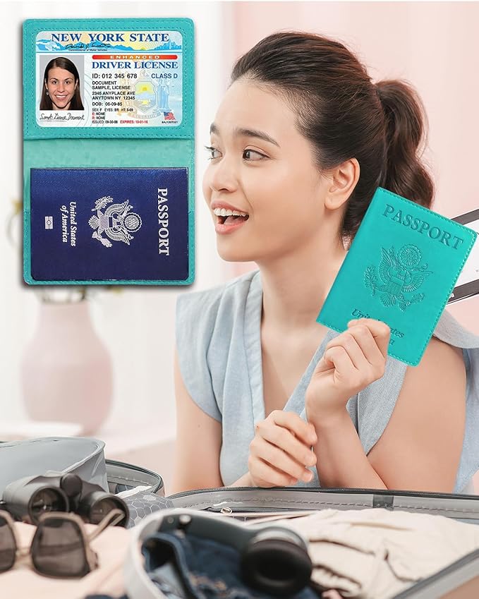 Sizobi Leather Passport Holder - Covers Case With Card Slot, Luggage Tag, International Travel Essentials for Women & Men, Cruise Ship Must-Haves, Travel Gifts