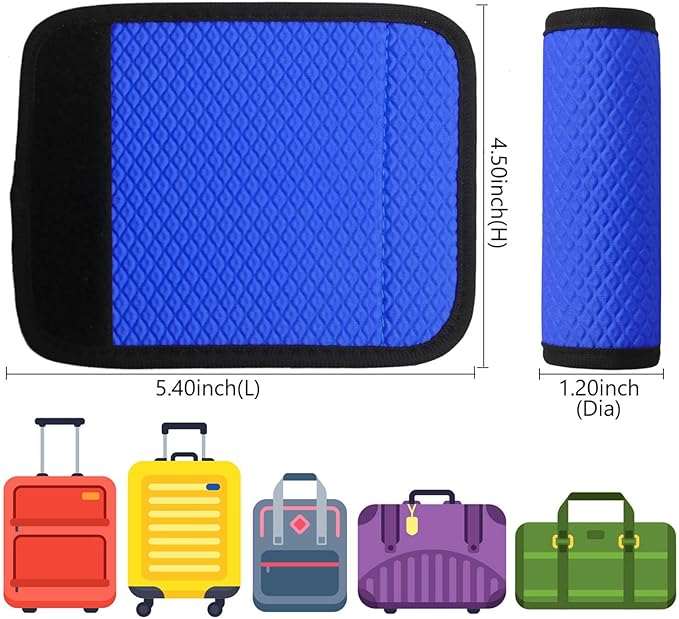 Luggage Handle Wrap for Suitcase/Carry On/Backpacks-Neoprene Luggage Handle Wraps Bright Luggage Identifiers/Tags/Spotter/Markers Travel Accessories/Essentials-Blue