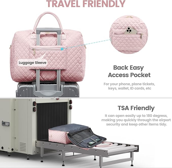 LOVEVOOK Travel Duffle Bag - Women's Weekender Carry On Overnight Laptop & Gym Bag With Toiletry/Shoe Pocket, Hospital Labor Bag