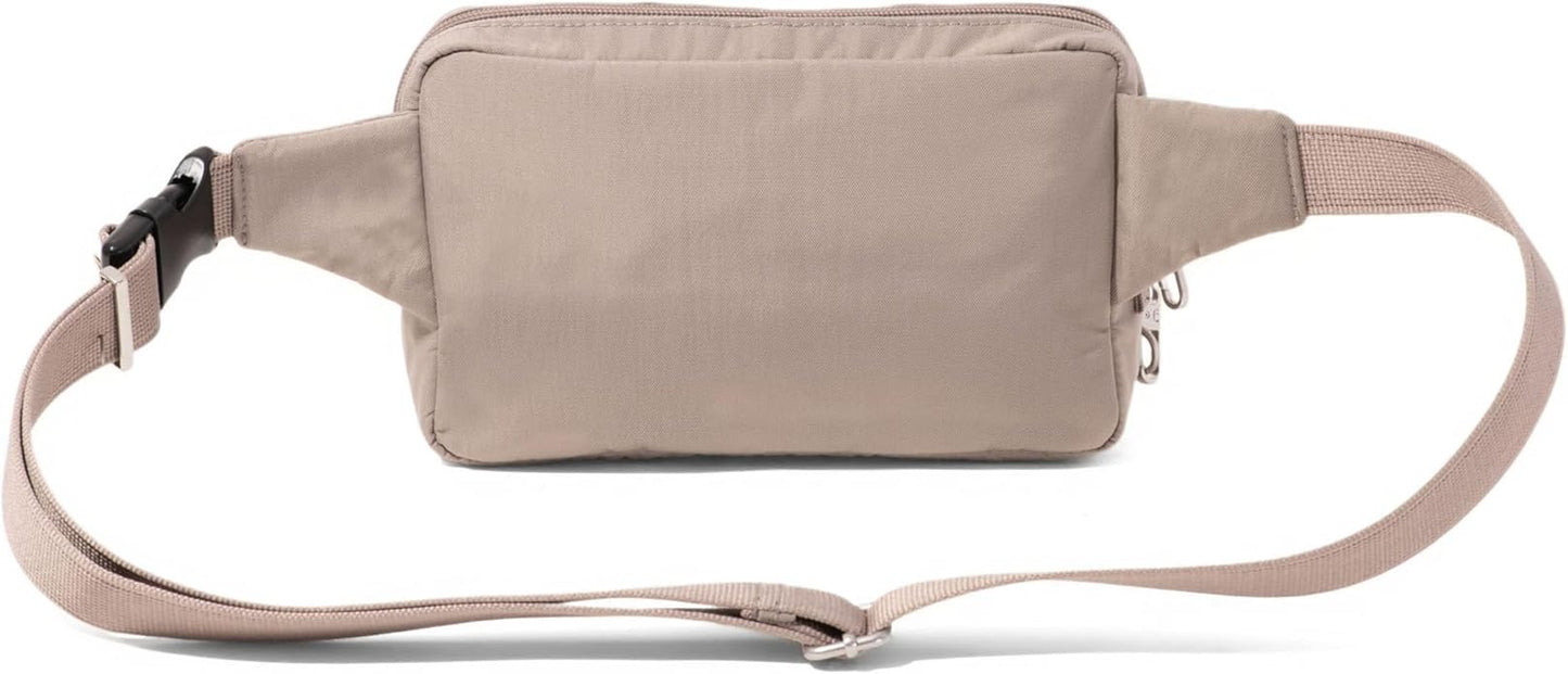 Baggallini Securtex Anti-theft Belt Bag 8.8"x5.5" Crossbody Fanny Pack for Women RFID Wallet Locking Zipper Travel Purse