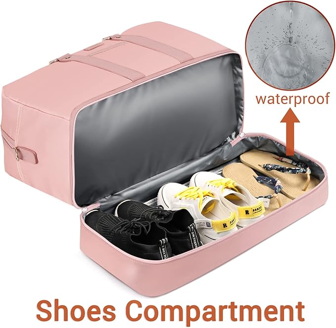 Weekender Bag for Women, Large Overnight Bag Canvas Travel Duffel Bag Carry On Tote with Shoe Compartment 21" 3Pcs Set