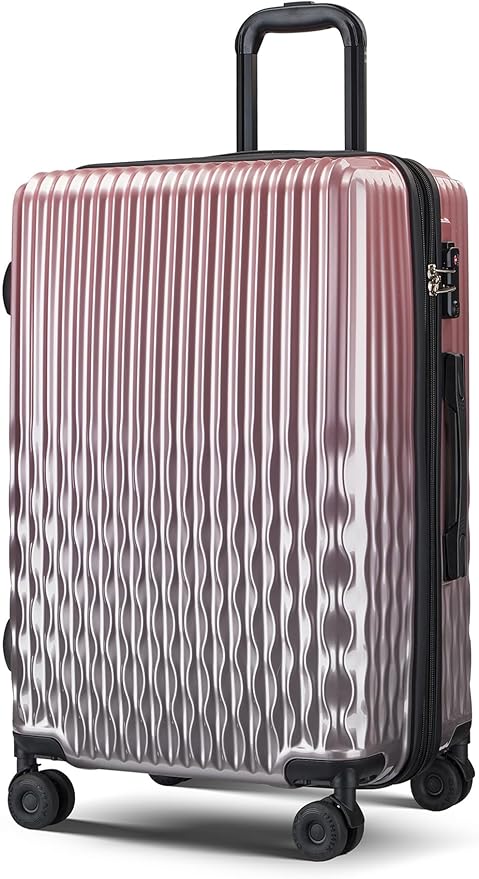 Checked 22 inch Luggage, ABS+PC Hardshell Suitcase Lightweight Large Travel Luggage with Spinner Wheels & TSA Lock