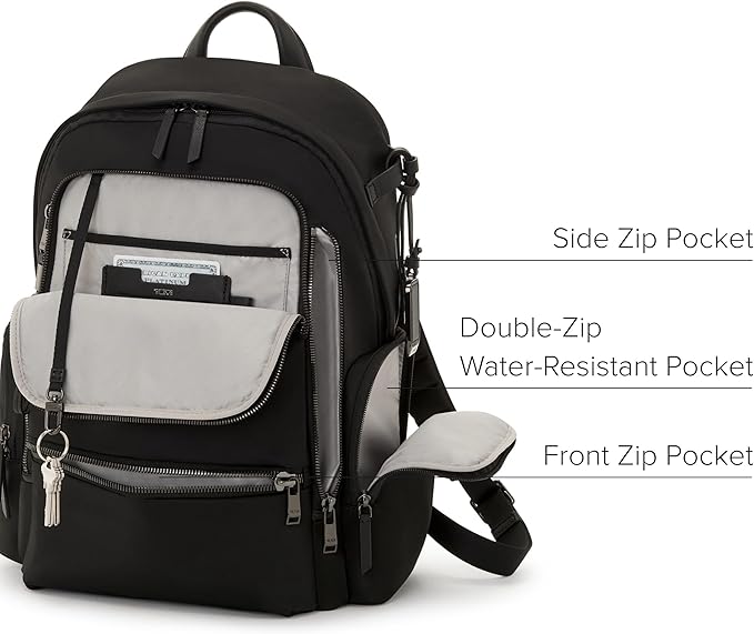 TUMI - Voyageur Celina Backpack - Women's Work and Travel Bag - 16.0" X 10.6" X 6.5" - Holds Up to 16" Laptop - Black & Gunmetal Hardware