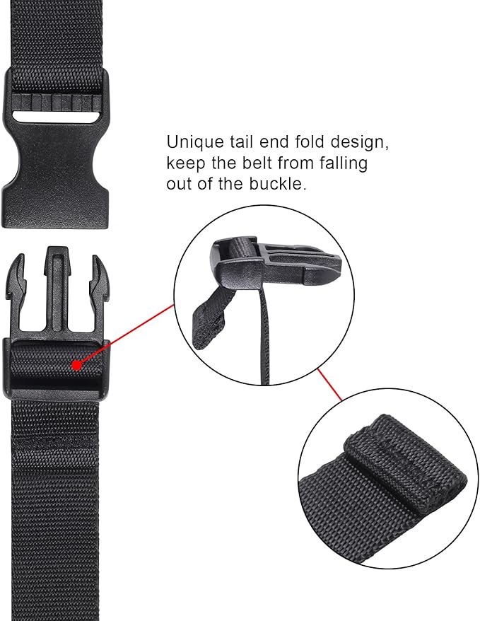 Vigorport Utility Straps Quick Release Nylon Backpack Accessory Bag Strap,Adjustable for Hiking,Travel,Outdoor Sports-4 Pack (Black, 1" W-78 L)