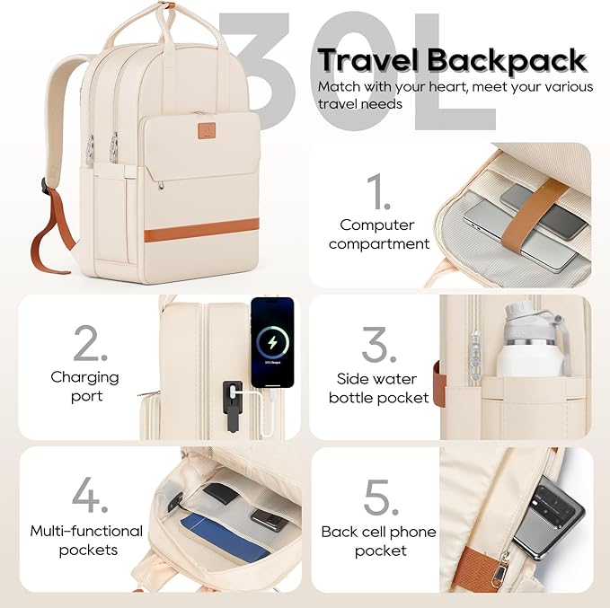 imiomo Carry on Luggage Airline Approved with Front Pocket and USB Port, Hard Shell 20 Inch Travel Carry-on Suitcase with Spinner Wheels and TSA Lock, White