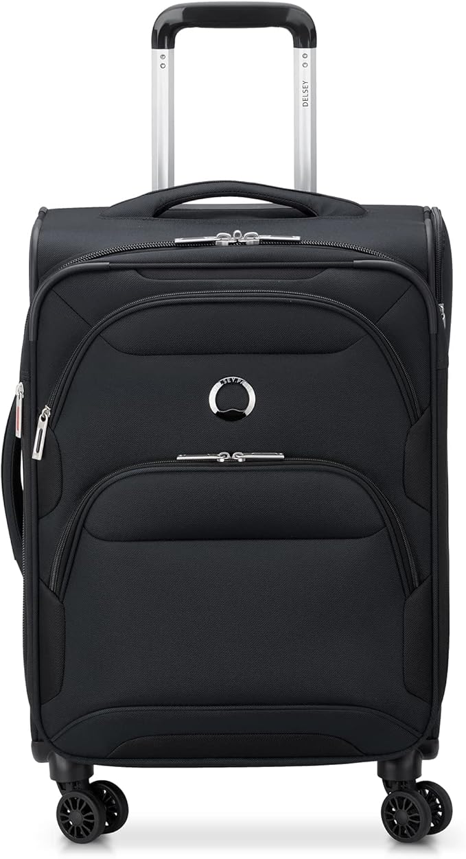 DELSEY PARIS Sky Max 2.0 Softside Expandable Luggage with Spinner Wheels, Black, Carry-on 21 Inch