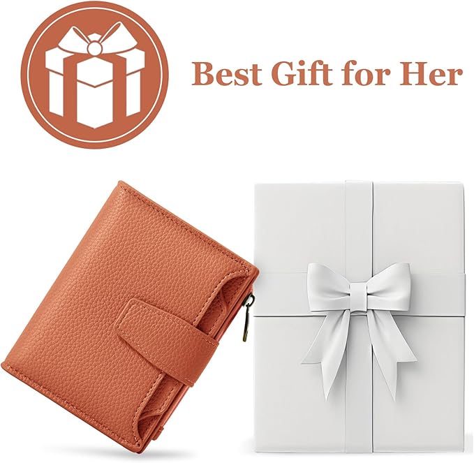 Airkit Small Wallet Women RFID Blocking Soft Leather Bifold Compact Card Holder Wallet for Women with Zipper Coin Pocket 4 ID Window