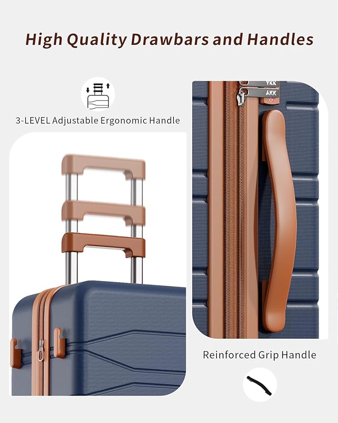 3 Piece Luggage Set, 21/25/29 Inch Expandable Luggage Sets with Spinner Wheels, ABS+PC Hardshell Suitcases, Suitcase Set with YKK Zipper, TSA Lock & 3 Tags