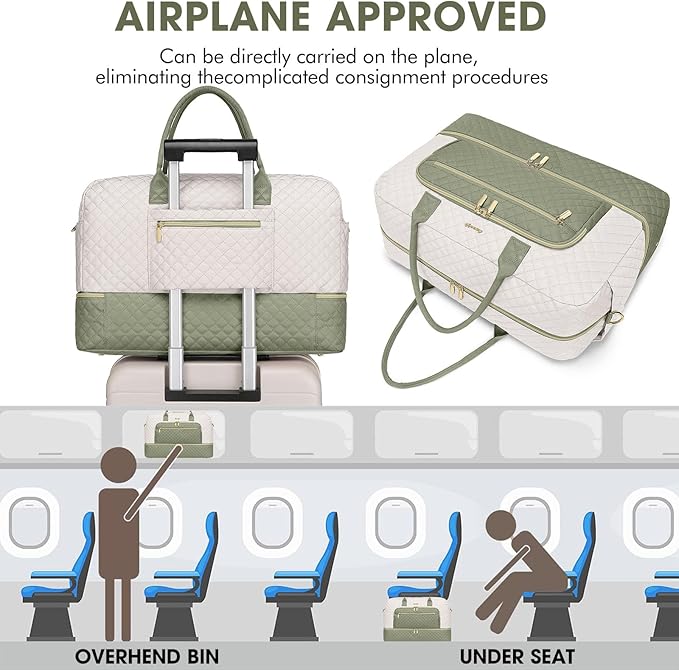 Travel Duffle Bag Weekender for Women - Carry-On Overnight Bag Personal Item Bag with Shoe Compartment & Wet Pocket Large Weekend Tote Bags with Toiletry Bag Hospital Bags for Labor and Delivery