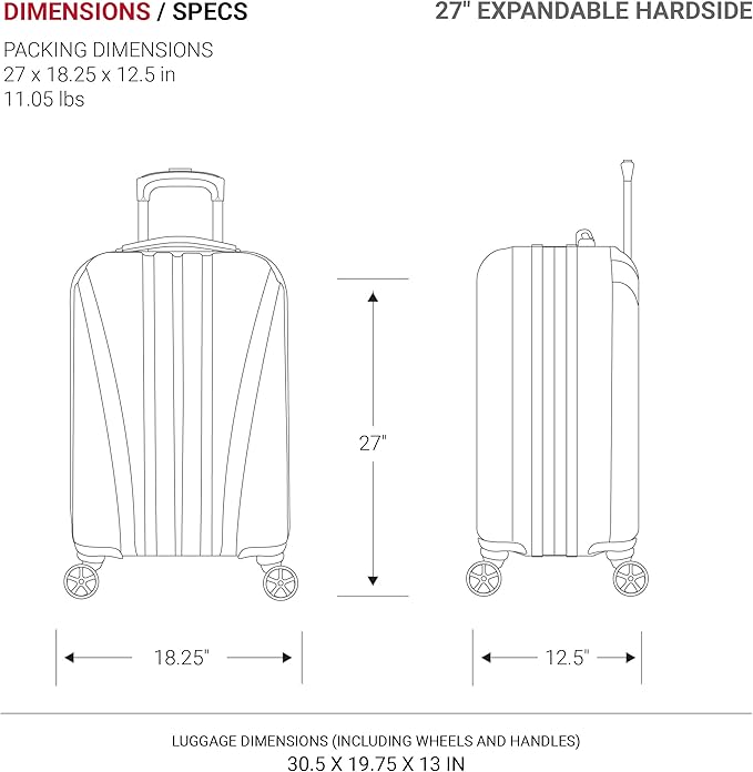 SwissGear 7585 Hardside Expandable Luggage with Spinner Wheels, Silver, Checked-Large 28-Inch