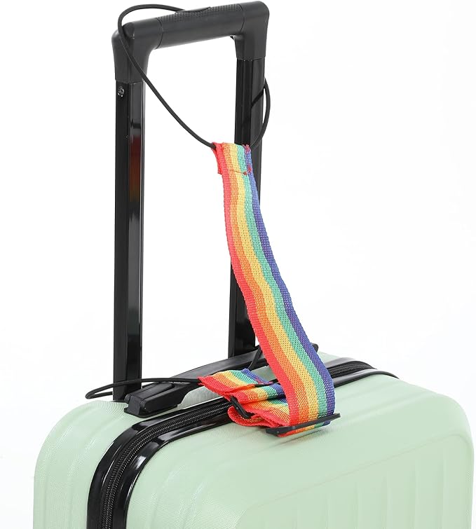 4 Pack Adjustable Luggage Straps Suitcase Belt for Add a Bag, Lightweight Easy Elastic Wrap Belts for Attaching Extra Bags, Luggage Straps Bag Bungee, Travel Accessories(Black/Rainbow)