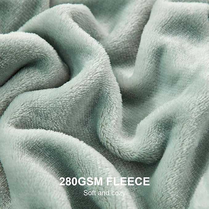 Hansleep Fleece Celadon Throw XL Blanket, Super Soft Flannel Fuzzy Plush Cozy Blanket for All Seasons, Celadon, Throw XL 50x70 Inches