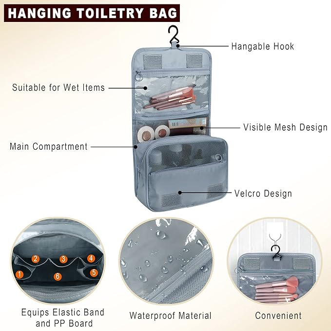 Packing Cubes, 8 Pcs Travel Packing Organizers for Suitcases, Large Capacity Travel Luggage Organizers Set includes 8 Storage Bags for Women or Men (Grey)