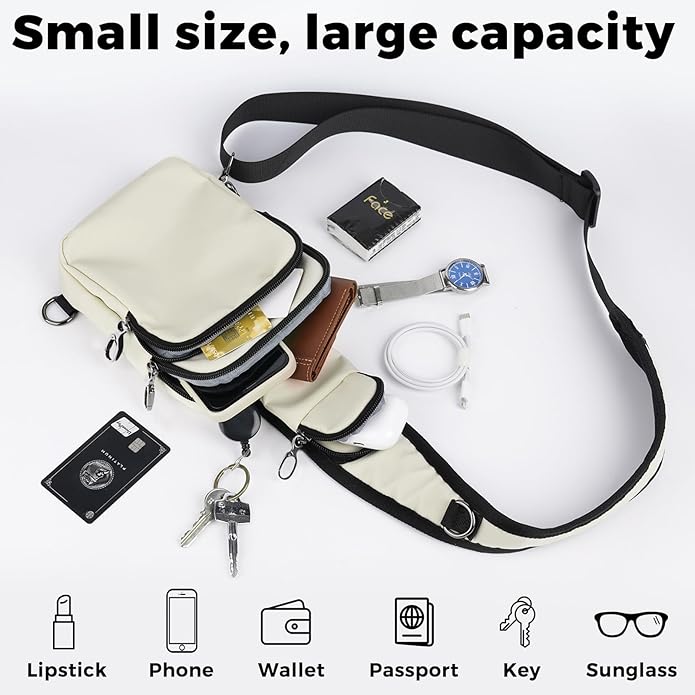VADOO Sling Bag, Crossbody Bag with Zipper Lock, RFID Blocking & Water Resistant for Men and Women