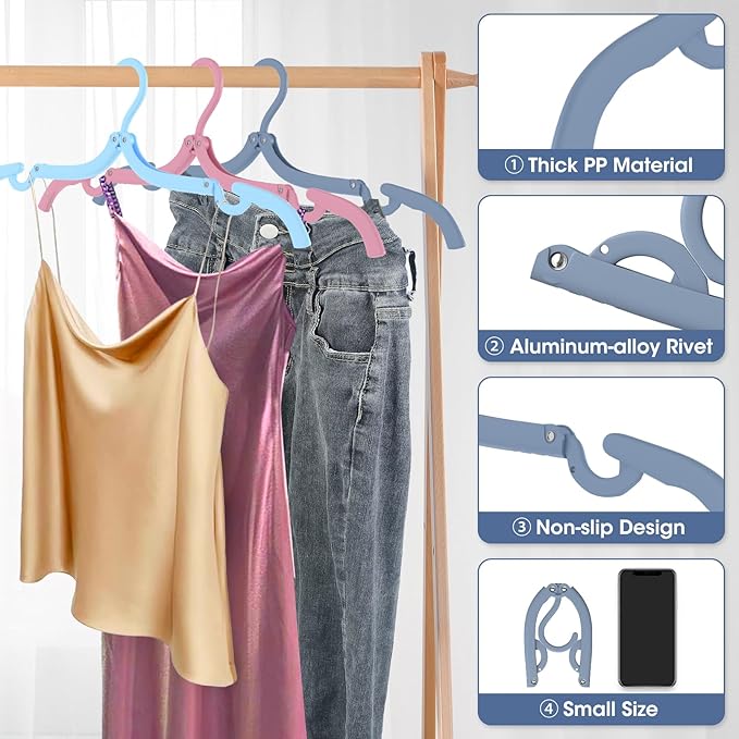 40 Pcs Travel Hangers Portable Foldable Travel Hanger Organizer, Plastic Cruise Essentials Clothes Drying Rack Folding Hangers for Camping Flying RV Europe Vacation Essentials Suitcase, Multi