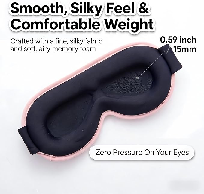 3D Blackout Cooling Gel Eye Mask: 6oz Weighted Cold Compress, Deep Relaxation & Meditation Mask for Women, Nurse Night Shift Recovery, Headache & Stress Cooling Comfort, Gift Ready, Pink