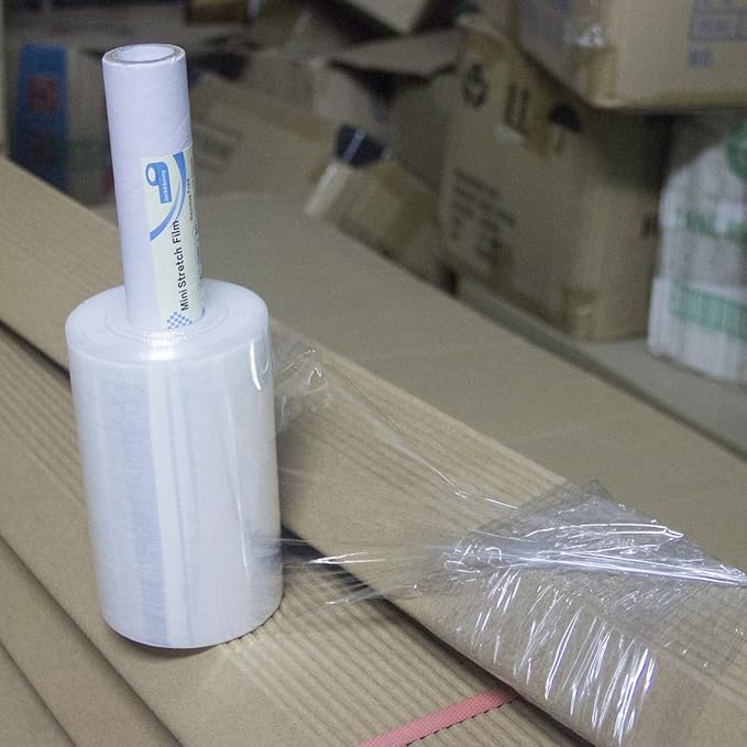 Clear Stretch Wrap 6"×1000' Plastic Wrap Roll for Moving Shipping Wrap,Industrial Strength Shrink Packing Wrap Heavy Duty Stretch Film with Handle