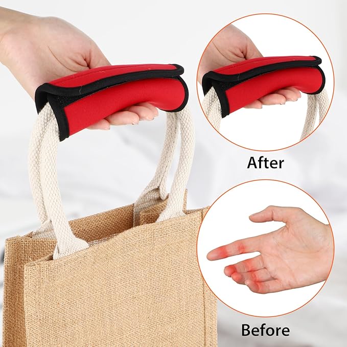 2Pack Luggage Handle Wrap for Suitcase Travel Essential Bright Red Color Soft Luggage Identifiers for Suitcases Neoprene Material Comfortable Suitcase Handle Wraps for Suitcase for Traveling