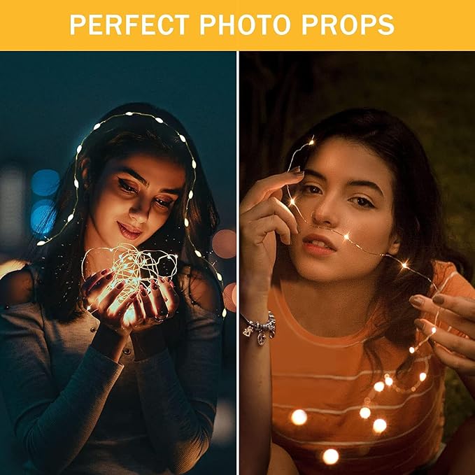 20 Pack Fairy Lights Battery Operated 7ft 20 LED Mini String Lights Twinkle Lights Silver Wire Firefly Starry Lights for Mason Jars Wedding Party Christmas Centerpiece Table Decorations, Warm White