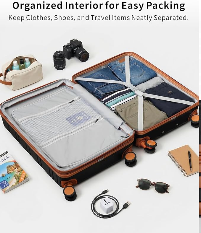 3 Piece Luggage Set, 21/25/29 Inch Expandable Luggage Sets with Spinner Wheels, ABS+PC Hardshell Suitcases, Suitcase Set with YKK Zipper, TSA Lock & 3 Tags