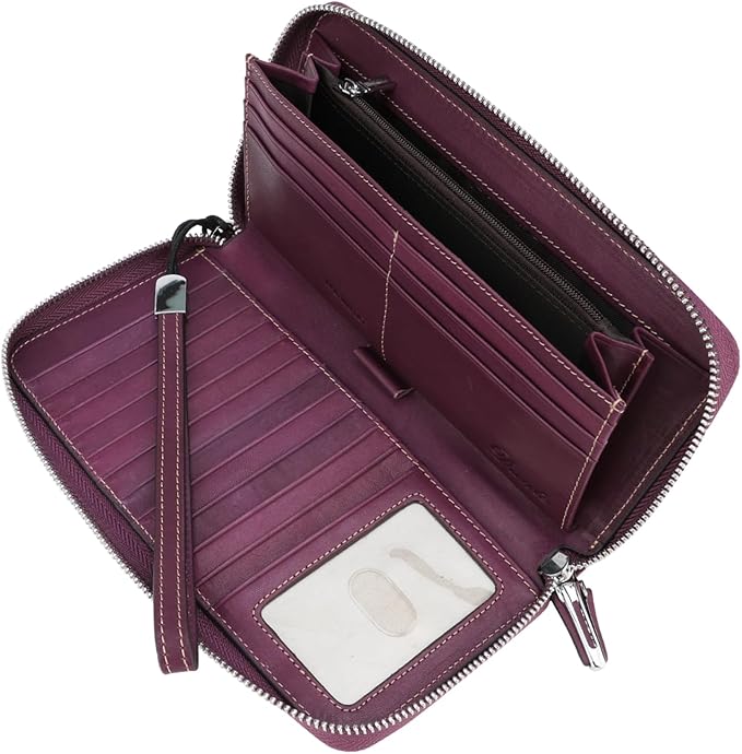 Lavemi Small Compact Women Wallet RFID Blocking Genuine Leather Bifold Purse with ID Windows
