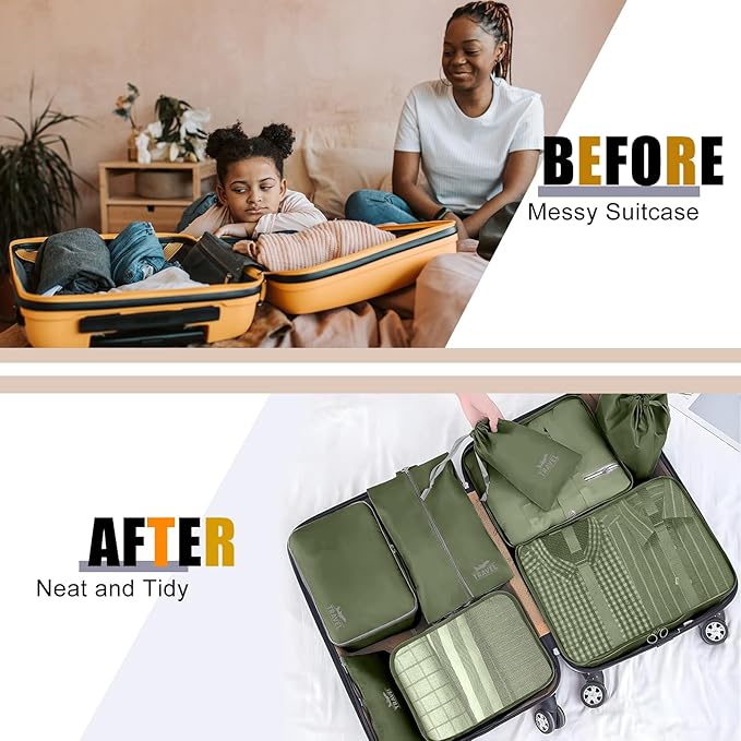 Packing Cubes for Travel - 8 Set Luggage Organizer Bags for Family, Mesh Breathable Packing Cubes for Suitcases Durable Travel Essentials Bags Set