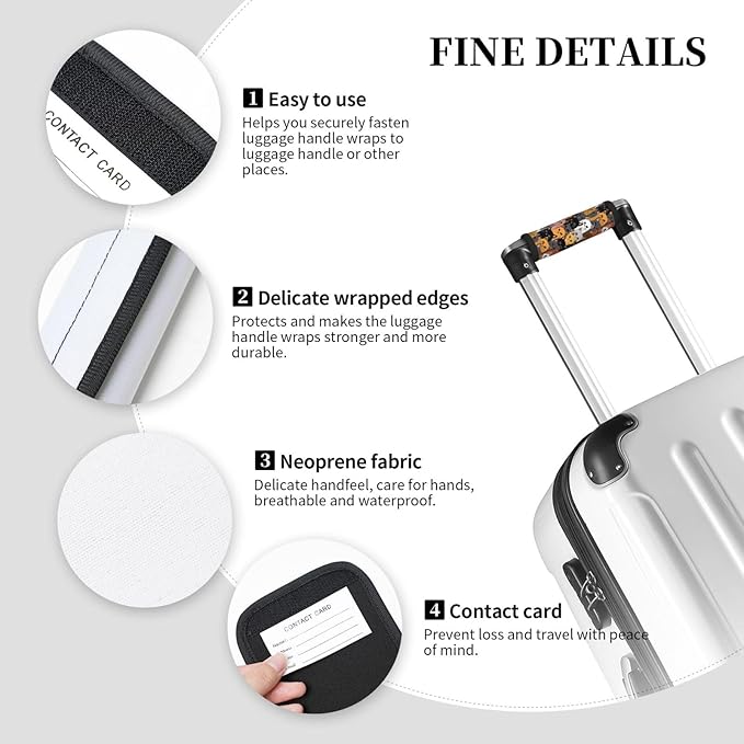 Colorful Cats Handle Wrap 2 Pieces, Funny Kitten Animals Soft Handle Grip for Women Men Business Luggage Outdoor Bag Markers Decor