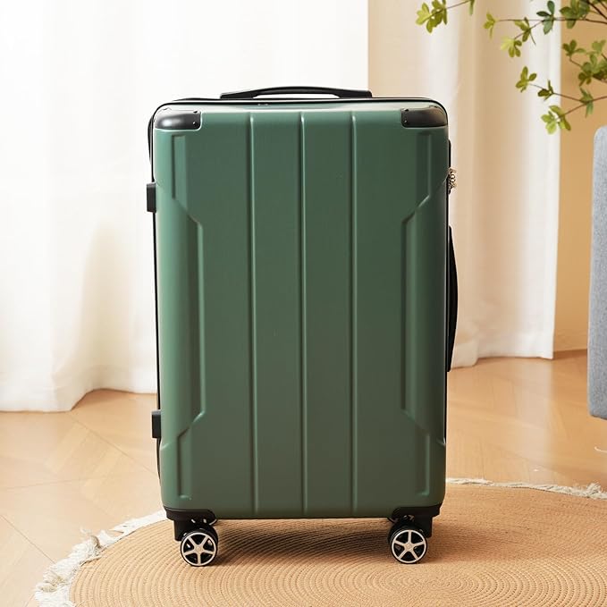 Merax Luggage Set 3 Piece Carry on Luggage, Lightweight Durable Spinner Suitcase with Corner Guards (Green, 20/24/28)