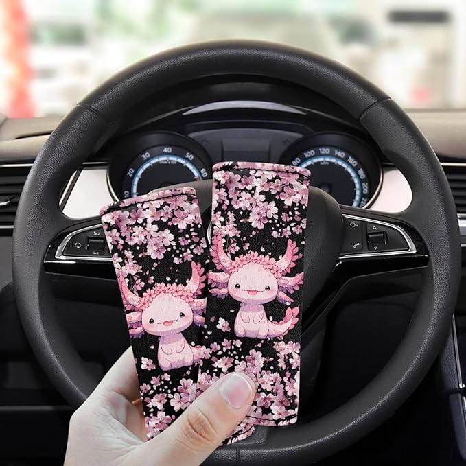 BIGCARJOB Luggage Handle Wraps Set Cute Axolotl Trolley Case Grip for Women Girls Door Protection Cover Suitcase Handle Cover Gifts Suitcase Handle Wraps Travel Bags Set of 2