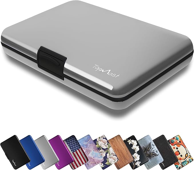 TopMost Aluminum Wallet, Card Case Wallet, Metal RFID Credit Card Holder for Men & Women, 6 Cotton Slots for 10-12 Cards And Bills, Rfd Protective