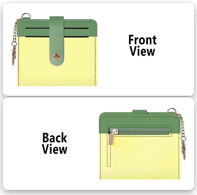 Airkit Small Wallets Woman RFID Blocking Leather Credit Card Holder - with ID Window - Card Wallets for Women - with Zipper Coin Purse - Keychain Wallet