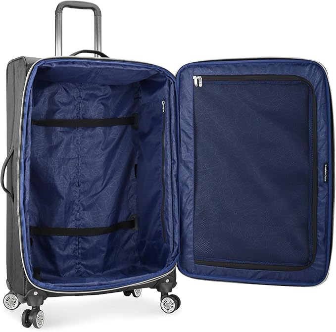 Traveler's Choice Lares Softside Expandable Luggage with Spinner Wheels, Black, 2 Piece Luggage Set