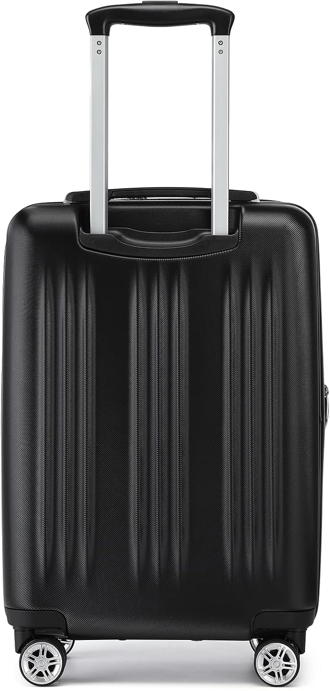 Kono Small 20 Inch Expandable Carry On Luggage with Quiet Spinner Wheels & TSA Lock, Scratch and Drop Resistant PC+ABS Hardside 22x14x9 Airline Approved Suitcase, Black
