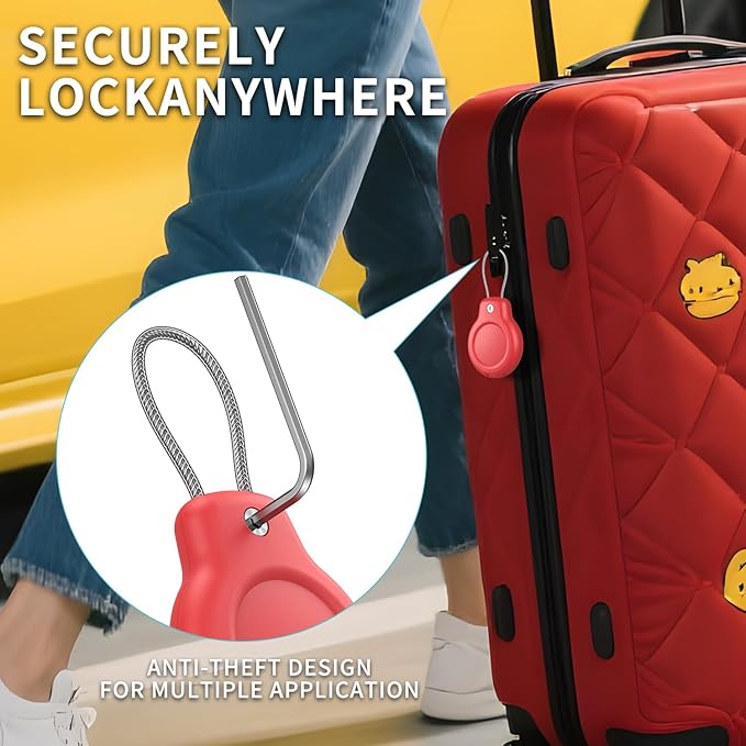 SPGUARD for AirTag Holder Case with Keychain 1st/2nd Air Tags-4 Pack for Apple Air Tag Holder with Wire Cable Lock Key Ring Chain Air Tagholder Accessories for GPS Item Tracker Kids,Keys,Luggage
