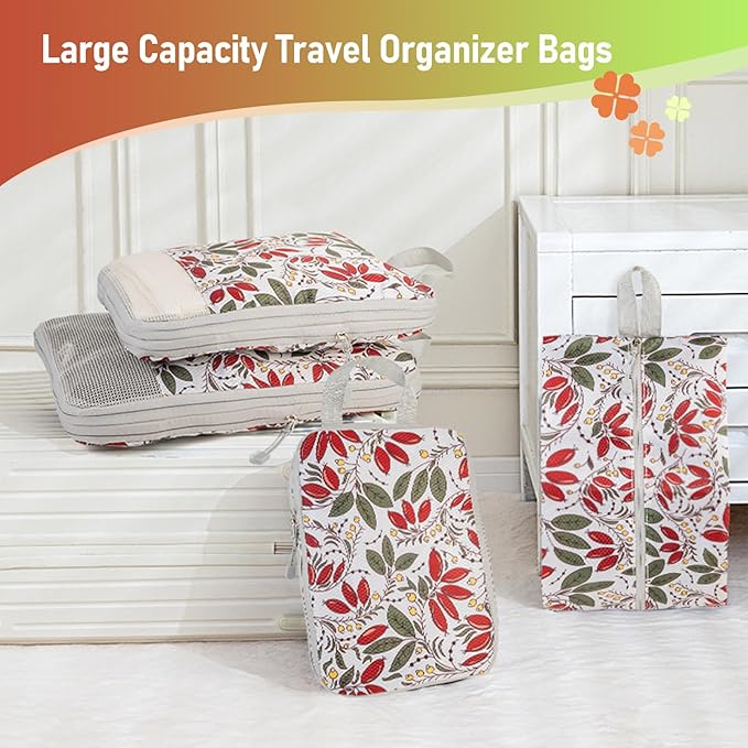 5 Set Compression Packing Cubes, Suitcase Organizer, Lightweight Travel Essentials, Compression Bags For Travel Accessories Luggage Storage Set (5 Pcs, Berry)