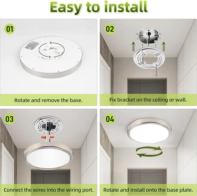 hykolity 9 Inch Selectable CCT LED Round Flat Panel Light,1800LM,2 Pack | 18W 3000K/4000K/5000K, Edge-Lit Flush Mount Ceiling Light Fixture for Kitchen, Bedroom, Laundry and Closet Room,Brush Nickel