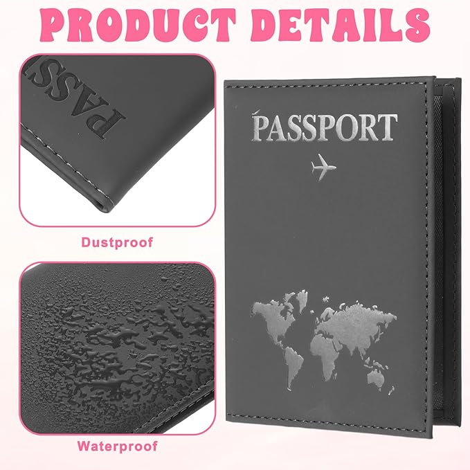 3 Pack Passport Covers, Passport Holder for Travel PU Leather Passports Wallet Cover Case for Women and Men Travel Essentials Accessories