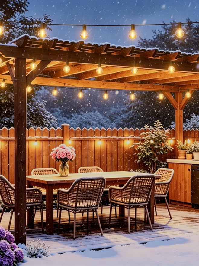 LACHON Outdoor String Lights Waterproof 50 FT with 25 G40 IP65 Bulbs | Dimmable,Connectable,Shatterproof,2700K Warm White,Perfect For Any Outdoor Space,Patio,Backyard,Cafe,Bistro,Porch,Market