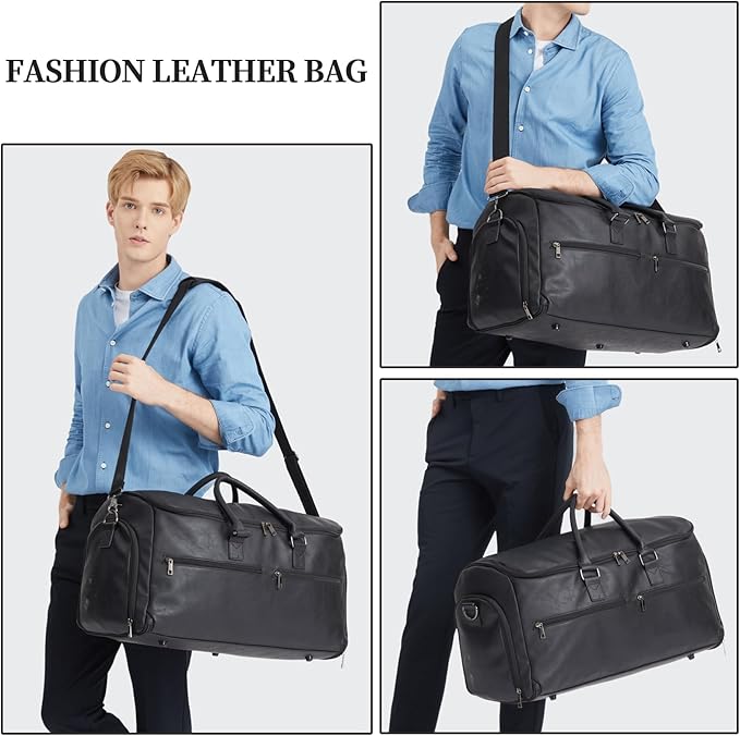 seyfocnia Carry On Garment Bag for Travel, Convertible Travel Garment Bag for Men Women, 2 in 1 Hanging Suitcase Suit Business Travel Bag, Black