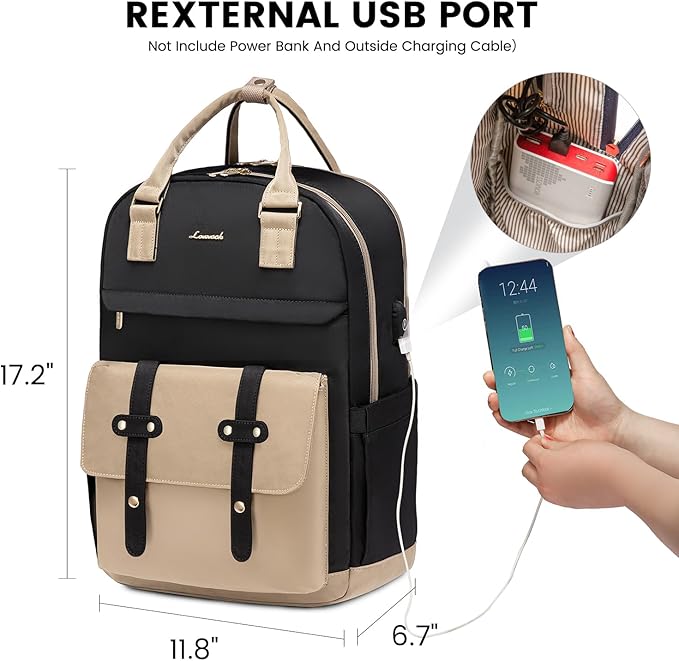 LOVEVOOK Laptop Backpack for Women, 15.6 Inch Laptop Bag with USB Charging Port, Fashion Water Resistant Daypacks Teacher Nurse Stylish Travel Bags Vintage Computer Backpack for College, Work