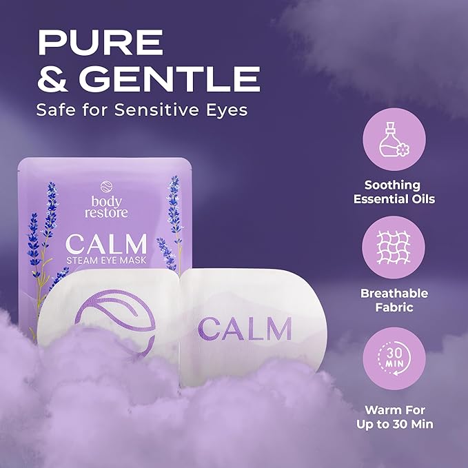 Body Restore Heated Eye Mask 5 Pack – Easter Basket Stuffers, Easter Birthday Gifts for Women & Men, Steam Warm Compress for Dry Eyes, Stye Eye Treatment, Eye Patch – Lavender