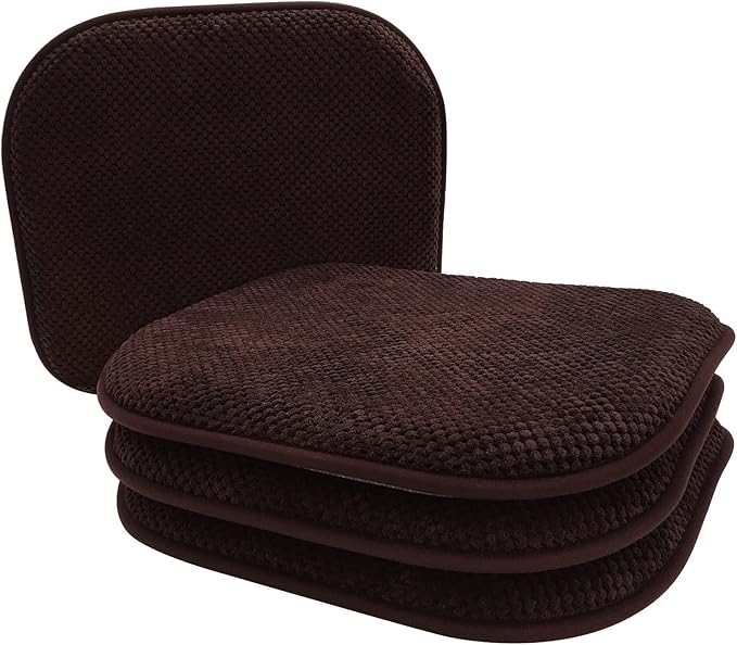Brown Foam Seat Cushions Kitchen Chairs Pads for Dining Chairs Non Slip Patio Seat Cushions Set of 4 Washable U Shaped Soft Thick Large Metal Wooden Chair Cushions,17" x 15"