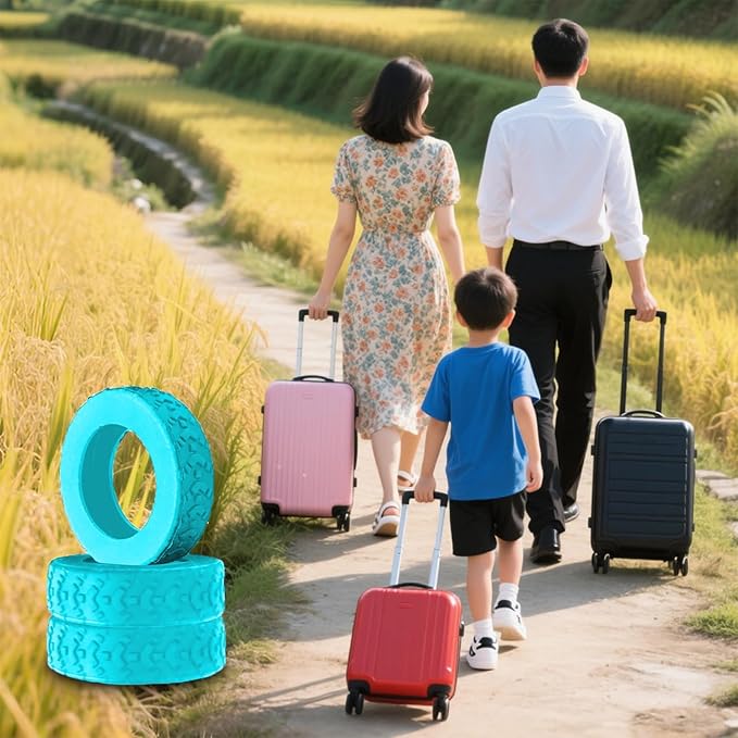 Luggage Wheel Covers, Luggage Wheel Protector Covers for 2-2.4 inches Wheels Suitcases，Anti-Scratch & Noise Reduction Design, Silicone MaterialDurable Travel Case Accessories (8, Green)