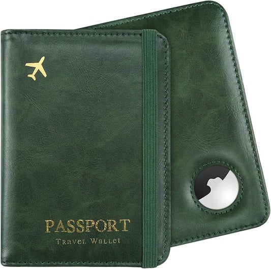 ILIYAH-Passport Cover-Passport Holder Travel Wallet-RFID Blocking Passport Case Travel Accessories Card Holder Wallet Unisex Travel Gifts (Pure Green)