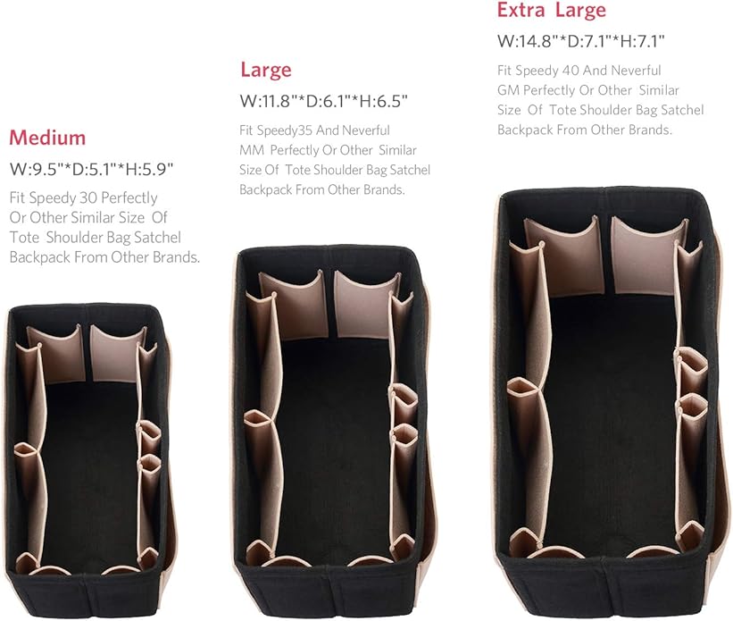 ZTUJO Felt Purse Organizer, Multi Pocket Bag in Bag Organizer For Tote & Handbag Shaper, Speedy 30, Speedy 35 and Speedy 40