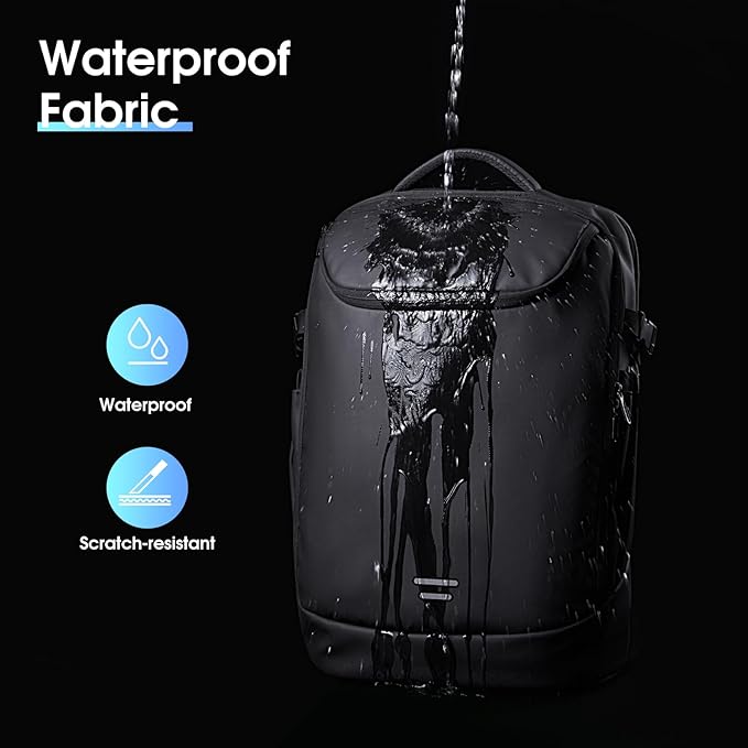 TANGCORLE Travel Carry on Backpack Expandable Flight Approved Backpacks 17.3 inch Laptop Business Back Pack for Women Men,Black-30l(no Expansion) /Non-vacuum