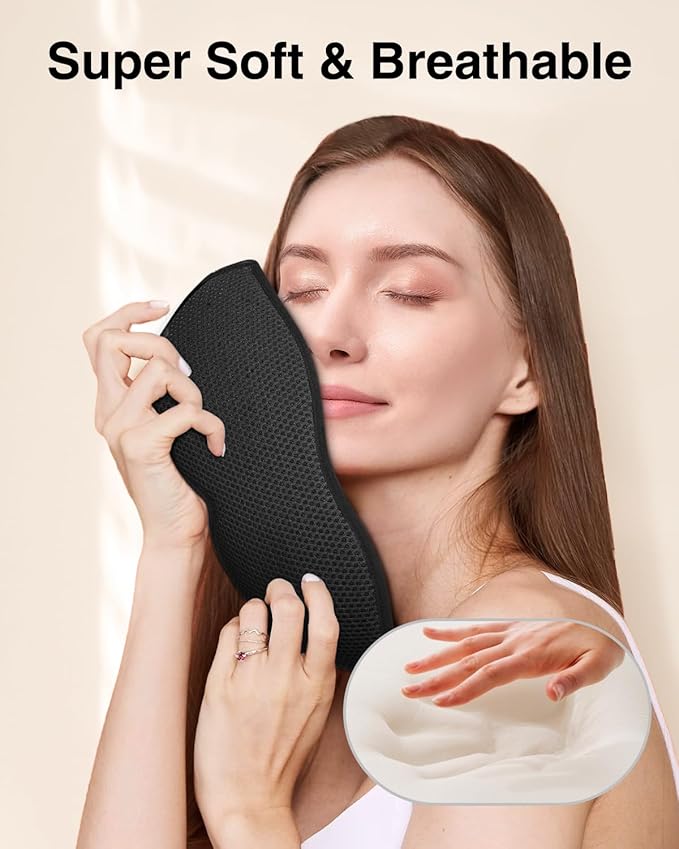 MABAO Sleep Mask for Side Sleeper, Eye Mask for Sleeping Women Men, 3D Contoured Cup No Eye Pressure 100% Light Blocking Sleeping Mask with Adjustable Strap Night Blindfold Flight, Travel, Nap, Black